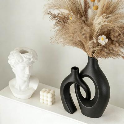 Moderner schlichter nordischer Stil Kunstkeramik-Vase 2er-Set Wohnzimmer Blumenarrangement Dekorationen Heimdeko Handwerk