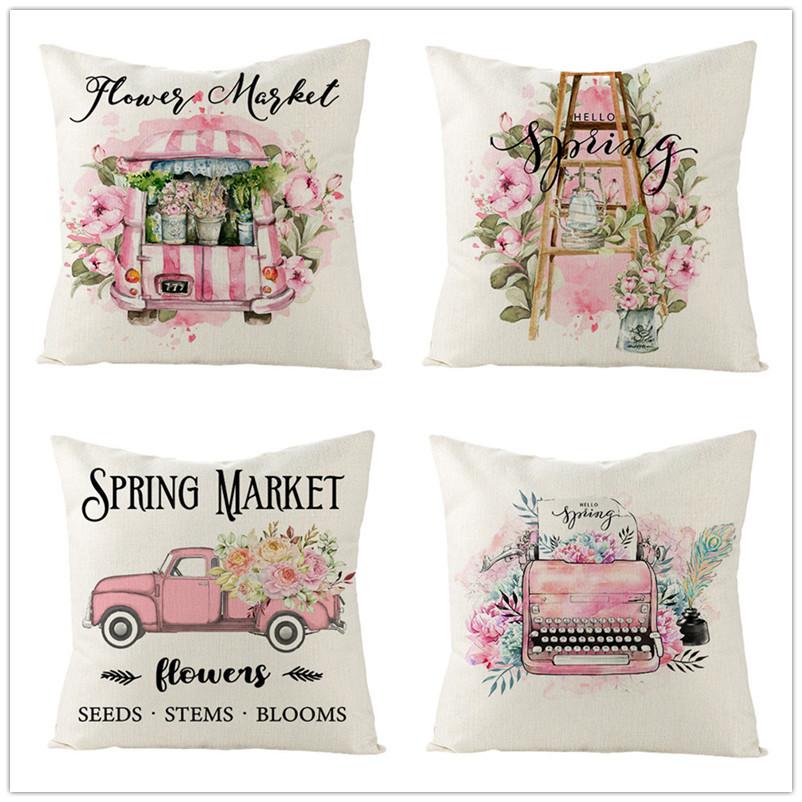 Spring Pillow Case Sofa Waist Pillow Case Garland Truck Light Luxury Home Office Pillow Pillow Case