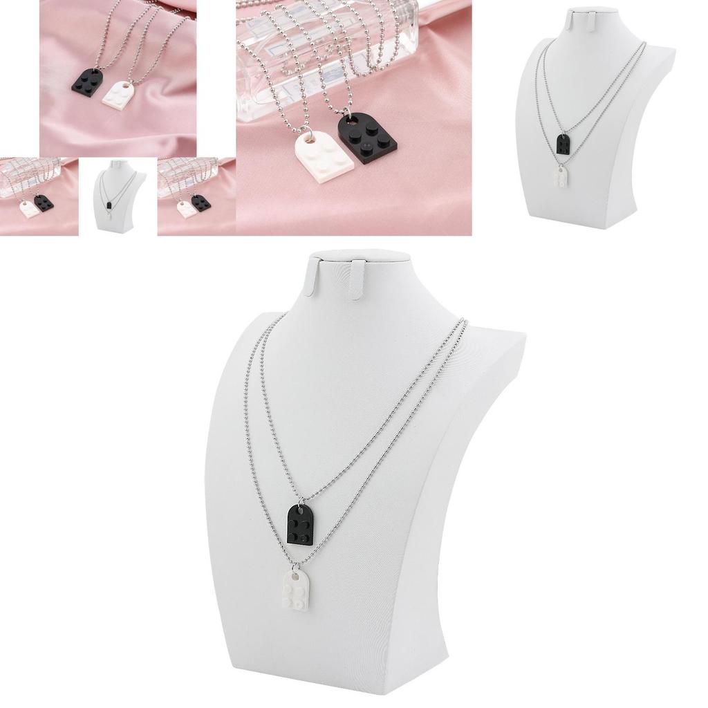 Creative Geometric Couple Necklace Set With Unique Black And White Design For Stylish Fashion Lovers