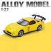 1:32 Mazda RX7 FD3S racing sports car alloy toy car model door opening steering pull back sound and light holiday gift
