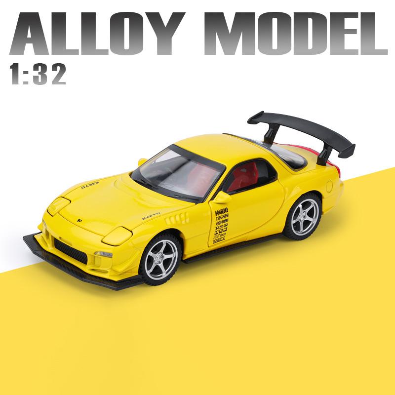 1:32 Mazda RX7 FD3S racing sports car alloy toy car model door opening steering pull back sound and light holiday gift