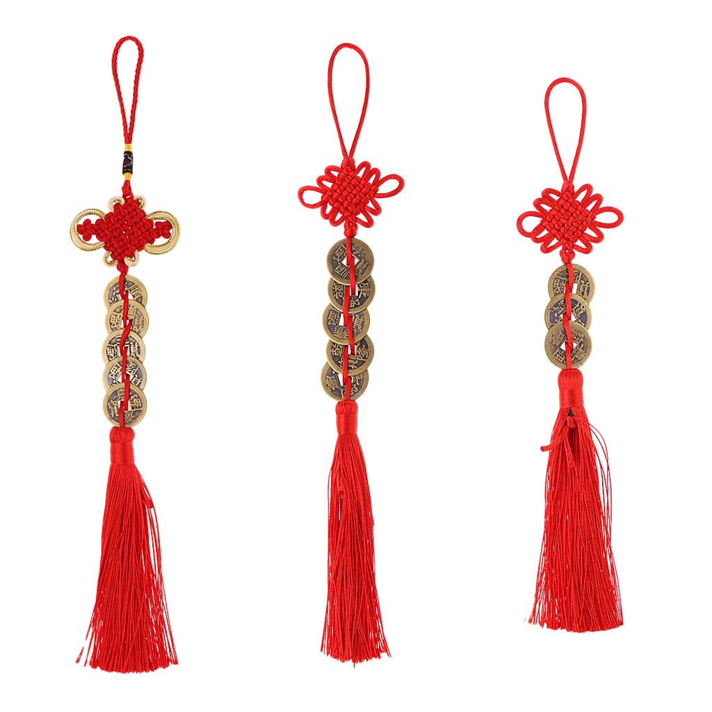 Chinese Knot Tassel Feng Shui Coin Pendant Wall Hanging Decor