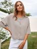 Women's Cropped Button Down Cardigan Sweater Half Sleeve Lightweight Ribbed Knit Top