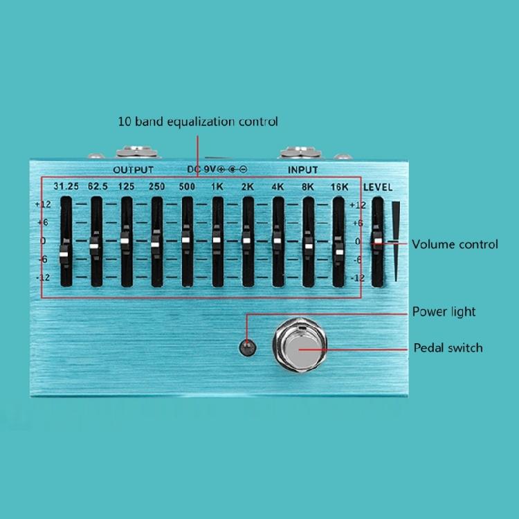 10-Band-EQ-Gitarreneffektmodul Klangqualitätsverbesserer Tragbares EQ-Gerät Gitarreneffekte Frequenzregler für Gitarre