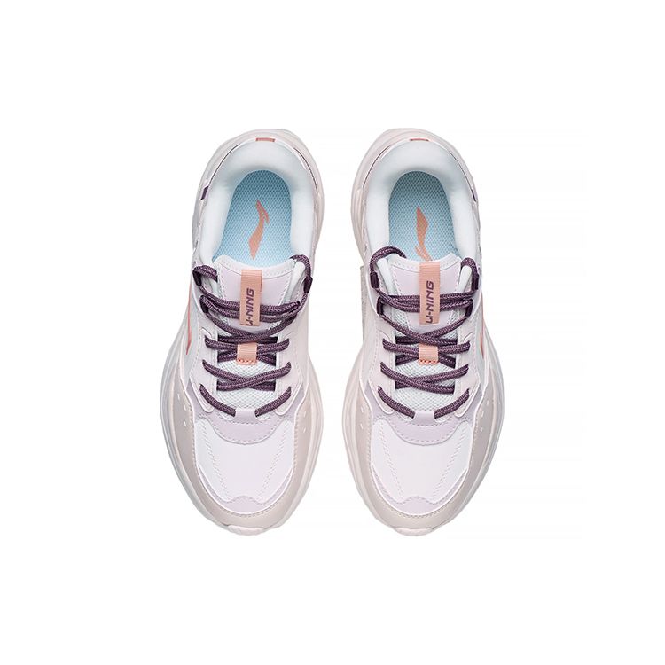 Li-Ning Non-Slip Wear-Resistant Low-Top Sports Casual Shoes Women Sneakers White Purple AGCS436-2