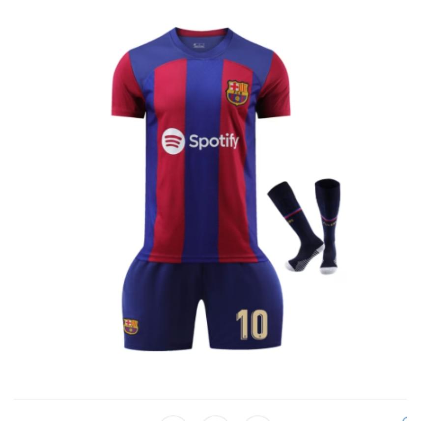 Barcelona Messi #10 Football Jersey Kit, Children Sportswear, Red Polyester