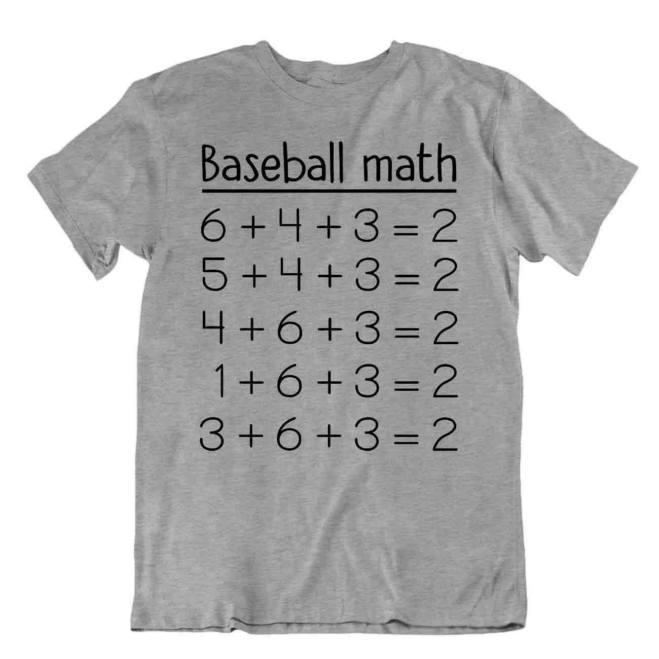 Premium 6+4+3=2 Baseball Math T-Shirt Double Play 6432 Tee Men s Shirt M