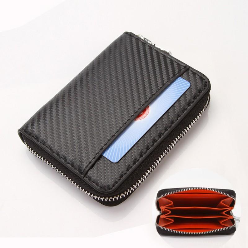 Men's Wallet Popular Carbon Fiber Pattern Short Zipper Change Purse