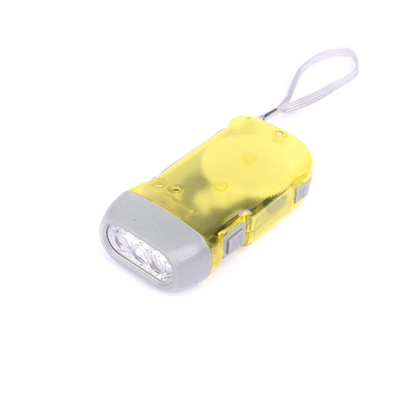 3 LED Hand Pressing Dynamo Crank Power Wind Up Flashlight Torch Light Hand Press Crank Camping Lamp Light for Outdoor Home