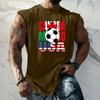 Men Sleeveless Tank Top Loose Fit Basic Vest Soccer Themed Graphic Print Summer Casual Sportswear Muscle Shirt