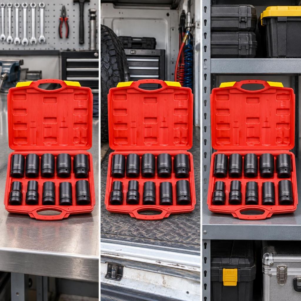 10 Pieces 1 Inch Drive Impact Socket Set HeatTreated Heavy Duty Kit Tool for Mechanics,