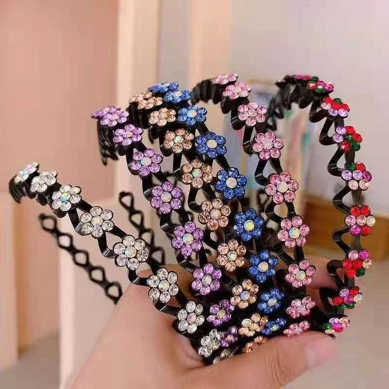 Hair Tidying Headband for Women, Face Washing Headband with Teeth, Non-slip, High Top Head, Temperament Pressure Hair Water Drill Headband