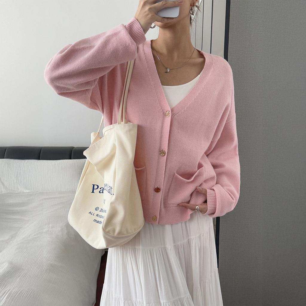European American Simple Vacation Style Solid Long-sleeved Sweater for Women Wool Woolen Women's Clothing 2025 Autumn Winter