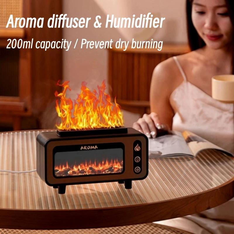 NEW 3D Simulated Fireplace Diffuser 7 Colors LED Ultrasonic  Essential Oil Fire Flame Air Humidifier   Office Use 2025