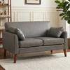 2 Seater Sofa 132 Cm Modern Small Sofa With Solid Wood Legs And 2 Pillows For Small Space Grey