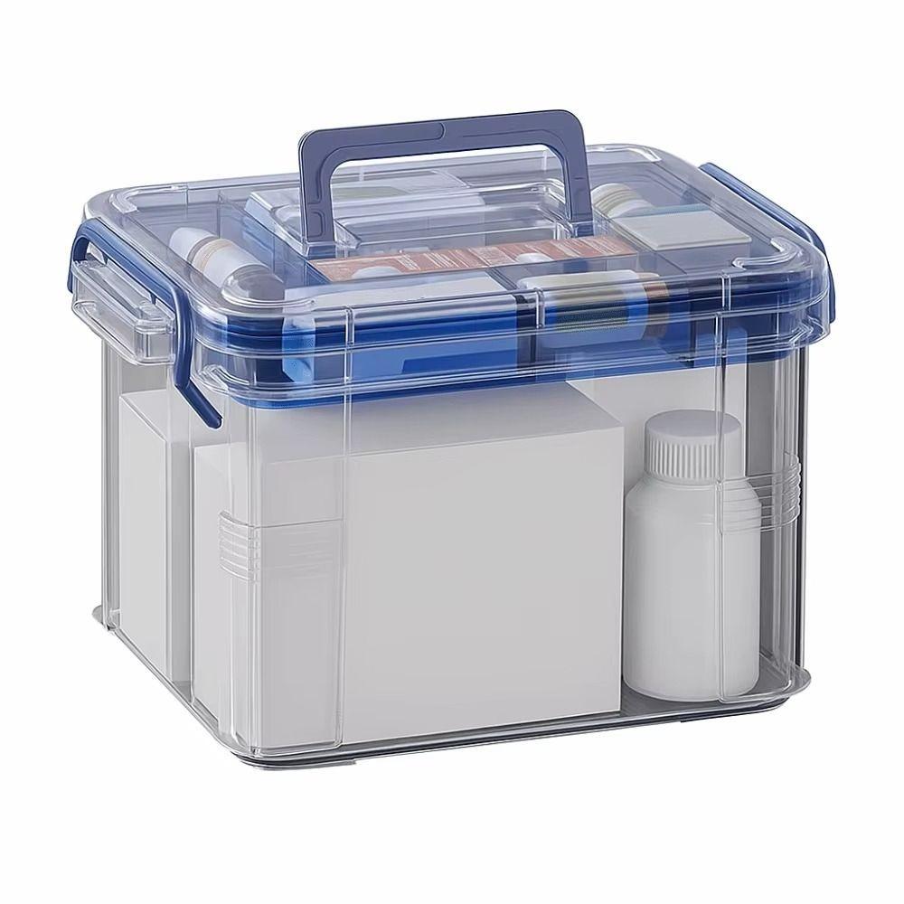 

Double Layers Medicine Storage Box Plastic Medicine Box Multifunctional Storage Box Pills Box синий