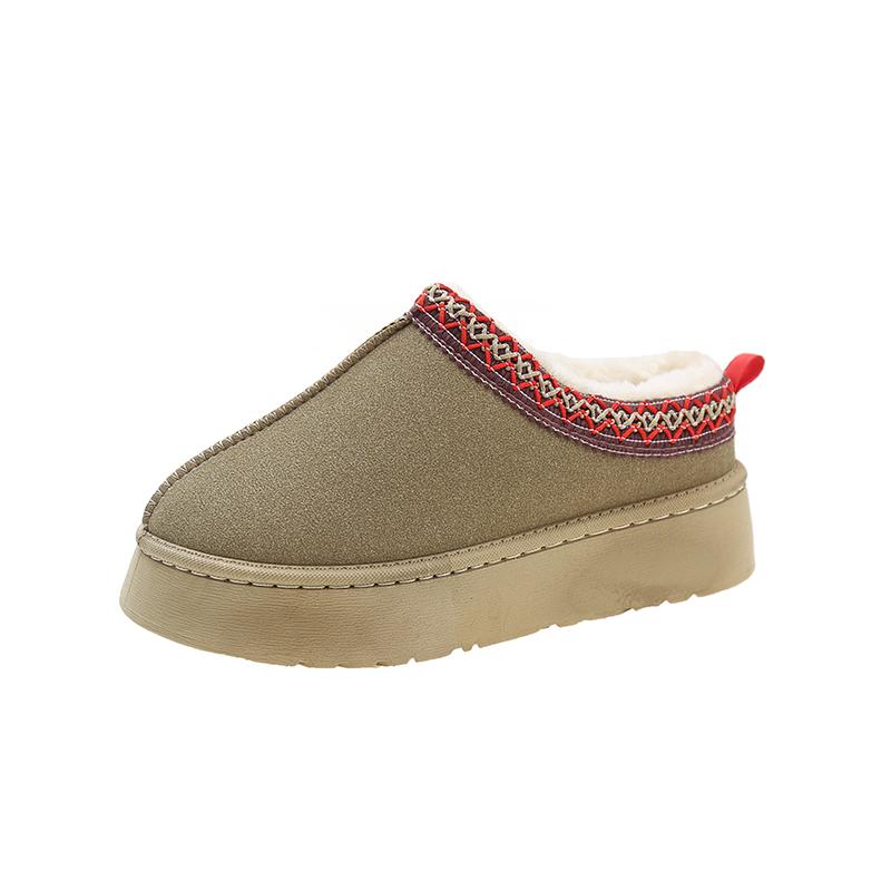 Dámské kotníkové sněhule 2025 Nové krátké plyšové teplé ploché pantofle Zimní nová značka Venkovní kožešinové boty Dámské platformové bavlněné boty