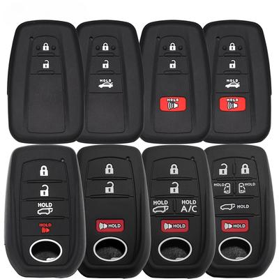 Key Fob Cover Case Remote Protector Smooth Silicone Black Fits For Toyota Rav4 Corolla Camry Avalon Car Accessories Key Cover