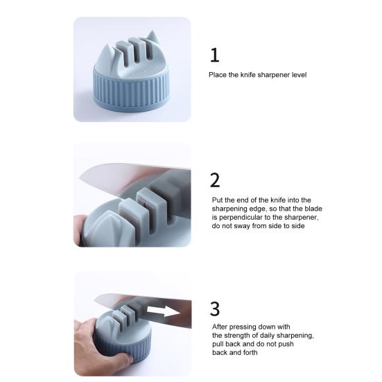Cutter Sharpener 3-Stage Kitchen Cutter Sharpener Coarse Fine Slots Anti-Slip Quick Sharpening