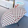 Korean Style Red Polka Dot Automatic Sun & Rain Umbrella – Windproof, Sun-Protective, 8 Ribs, Long Handle.