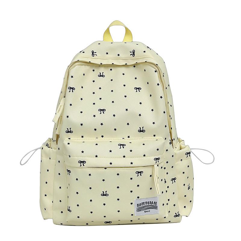 Schoolbag new ins style simple large capacity backpack polka dot bow design sense backpack versatile niche schoolbag women