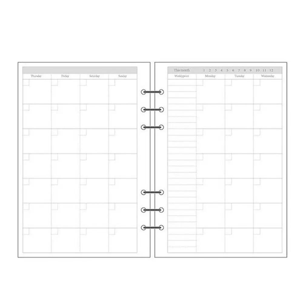 Weekly Dot A5 A6 A7 Spiral Binder Daily Planner 45 Sheets Notebook Refill Loose Leaf Inner Page Binder Inside Page Paper Refill