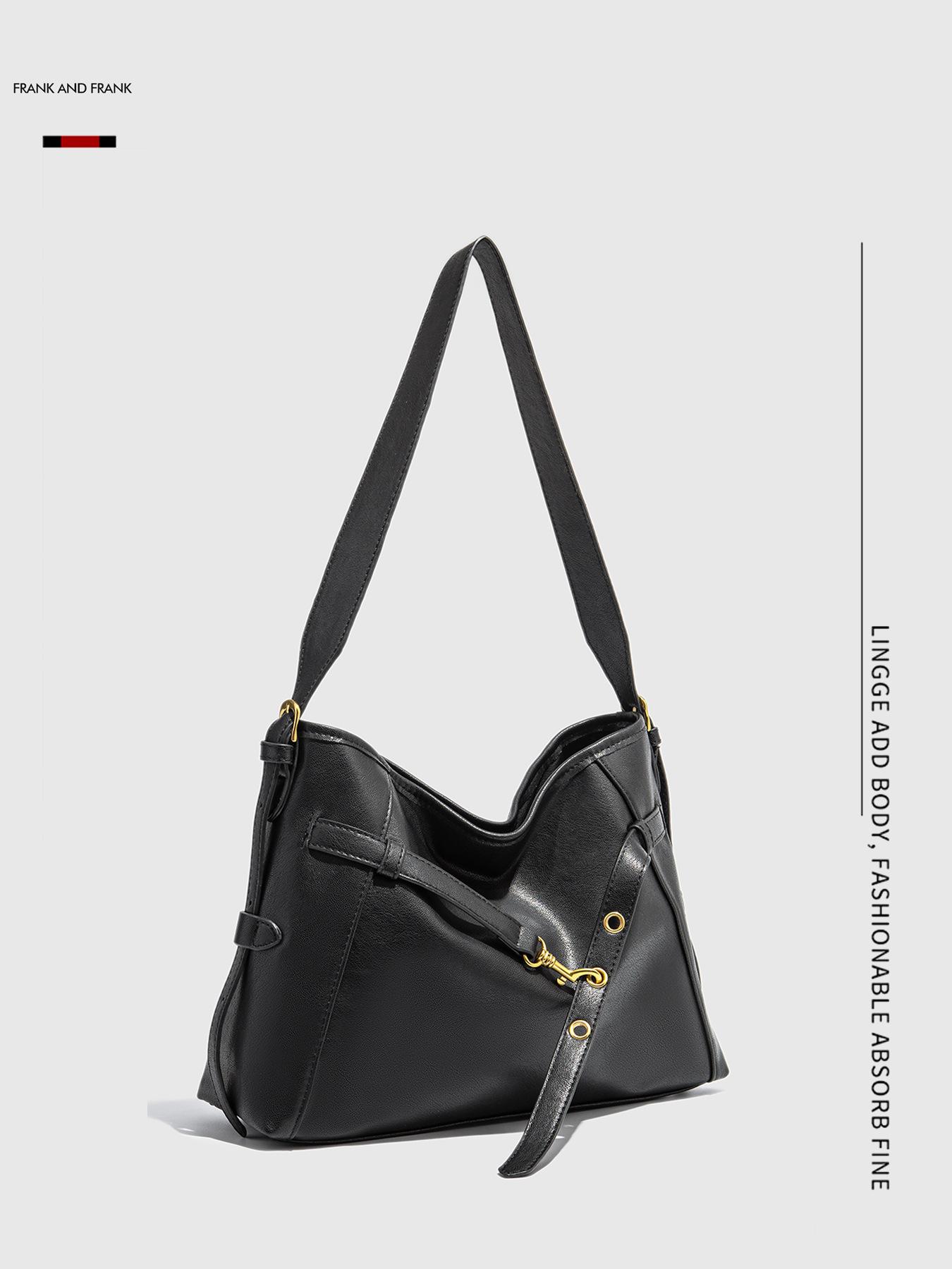 

Vintage Minimalist Tote Bag Women Premium Fashion Commuter Shoulder Bag Large Capacity Leather Designer Luxury Purse 2025 New 35x25x10cm чёрный