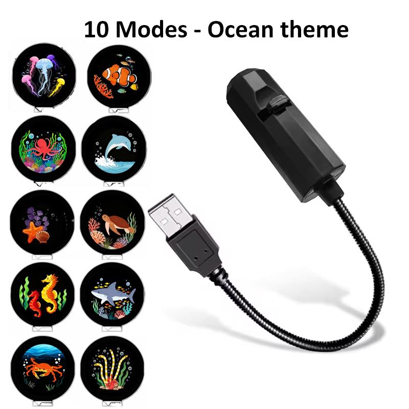 

Ocean LED Projector Light 360° Rotation Adjustable USB Plug-in Night Light More Pattern Designs for Walls Ceilings Best Gift