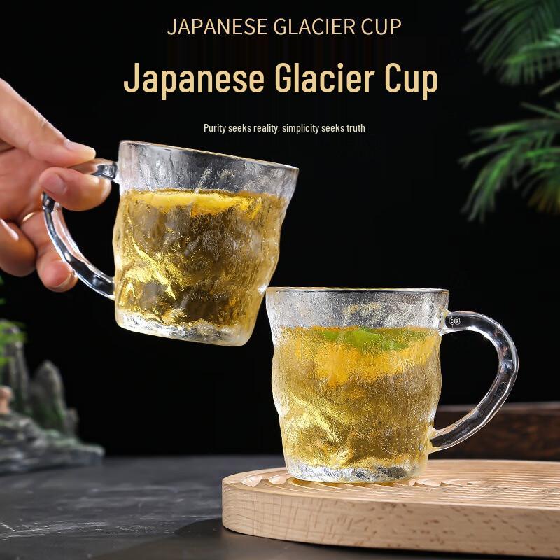 

MOZHOU Glacier Pattern Glass Water Cup with Handle