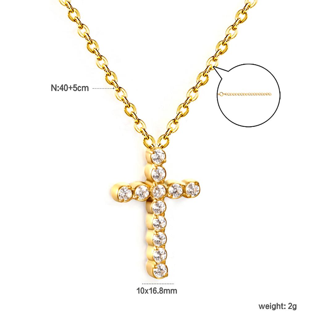 Zircon Cross Pendant Necklace Light Luxury Fashion Jewelry Gift for Women Delicate Collarbone Chain