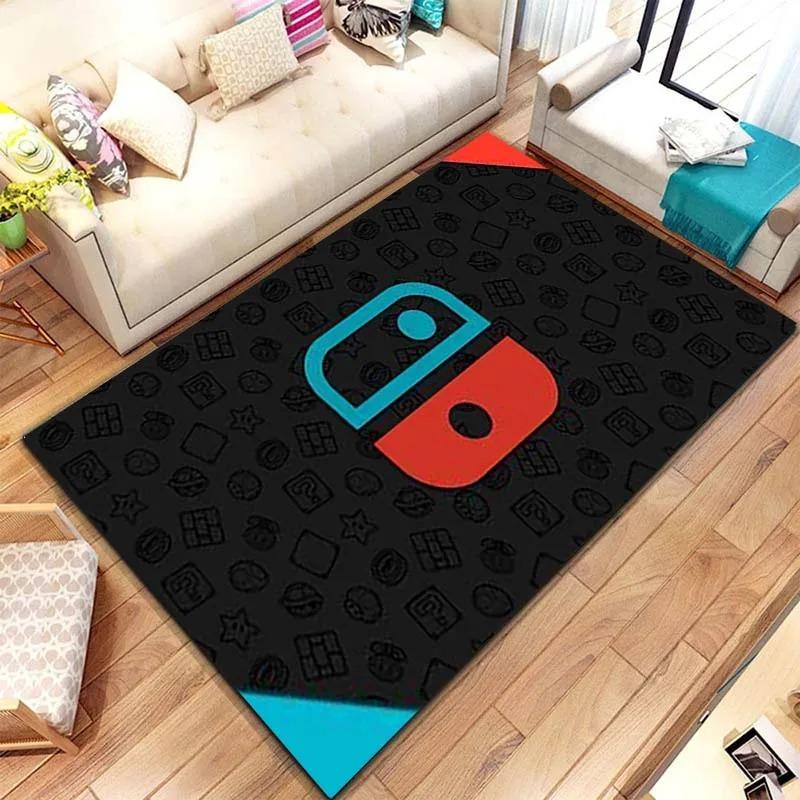 Game Controller Carpet Mat Rug Retro Gaming Home Decoration Non-slip Style Gamer Room Play Mat with ABXY Buttons Bedroom Rug