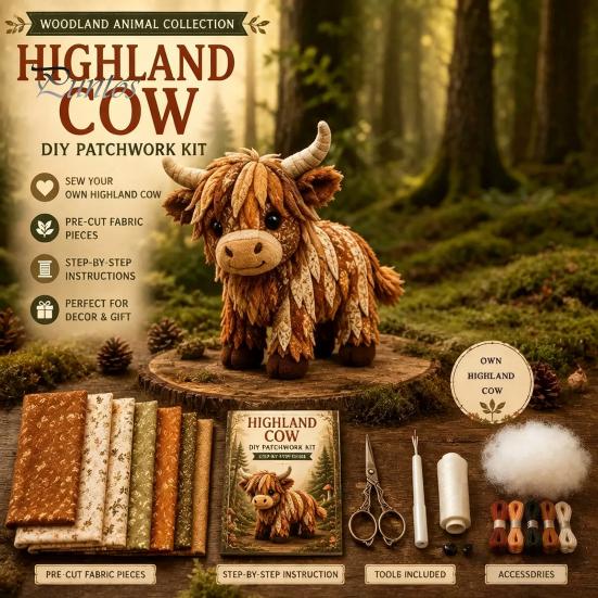 Creative Sewing Gift Woodland Animal Patchwork Kit, Forest DIY Set, Doll Kit Handmade Friends, Beginner-friendly Craft for Adults Teens Project