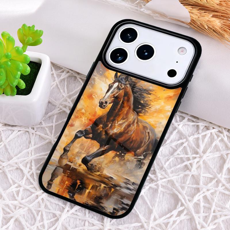 Horse Painted Art Phone Case for iPhone 17 Air 16 15 11 12 14 13 Pro Max Shockproof Cover