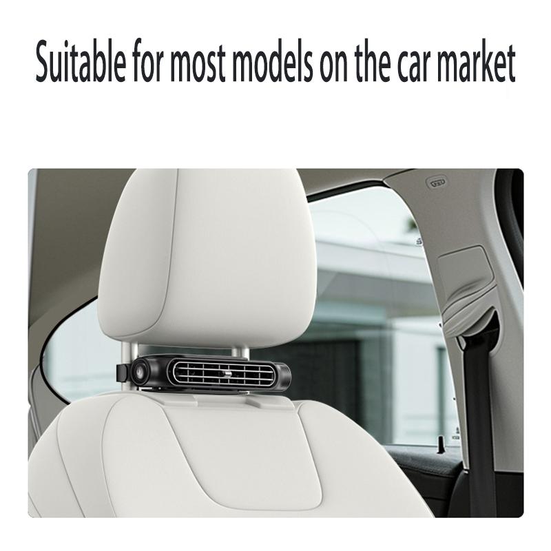 Car Seat Fan USB Rechargeable Mini Fan Car Interior Back Seat Fan Three Grade Wind Speed Adjustable Car Headrest Cooling Air Fan
