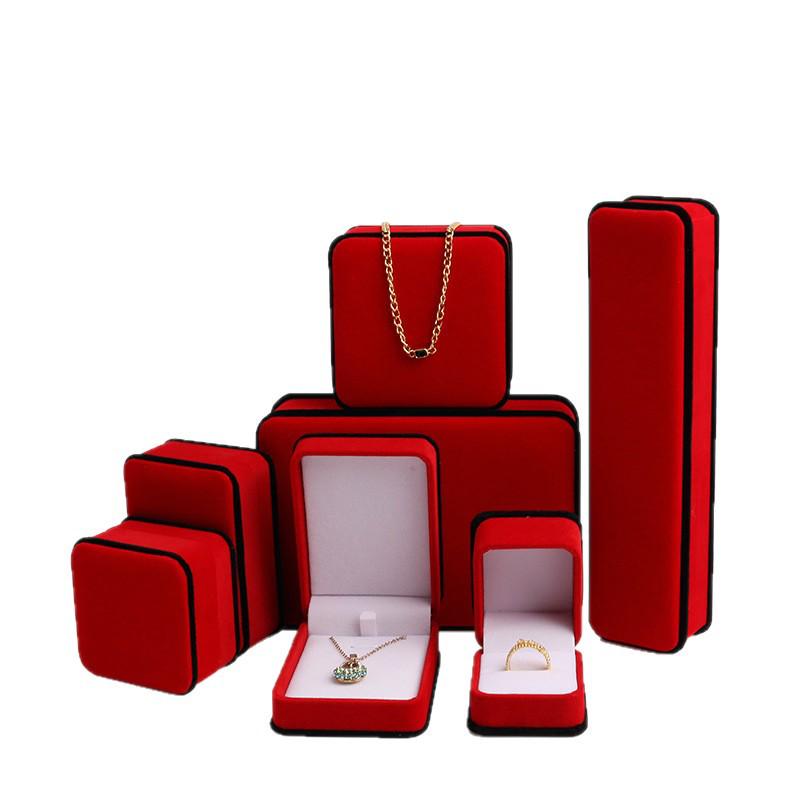 Roter Samt Schmuckschatulle Set: Ring, Anhänger, Armband, Halskette Aufbewahrungs- und Geschenkbox