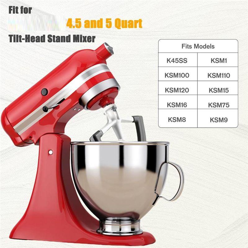 AAAF Flex Edge Beater For Kitchenaid 4.5-5 Quart Mixer,Fits Tilt-Head,With Flexible Silicone Edges Bowl Scraper