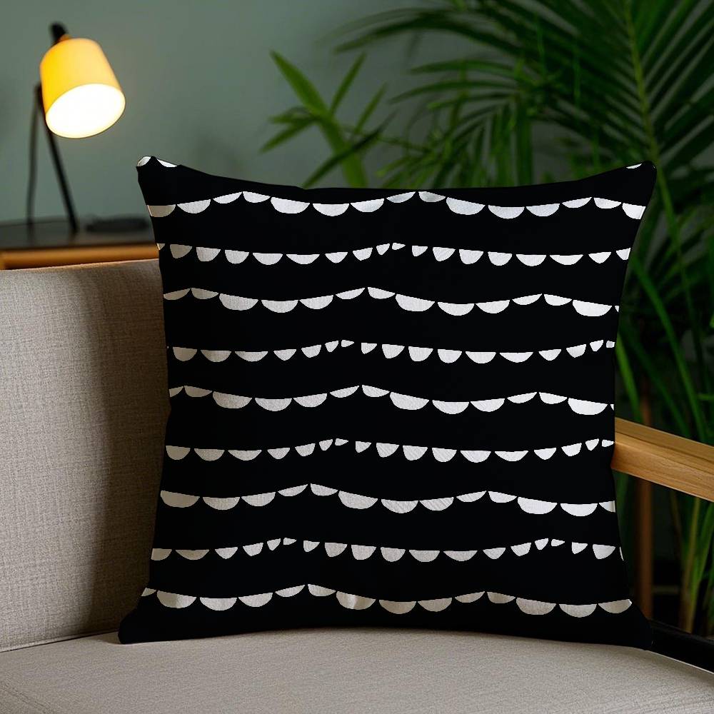 Svartvitt abstrakt tryck örngott dammkvalsterfritt örngott osynlig dragkedja silkeslen kort plysch soffkuddfodral