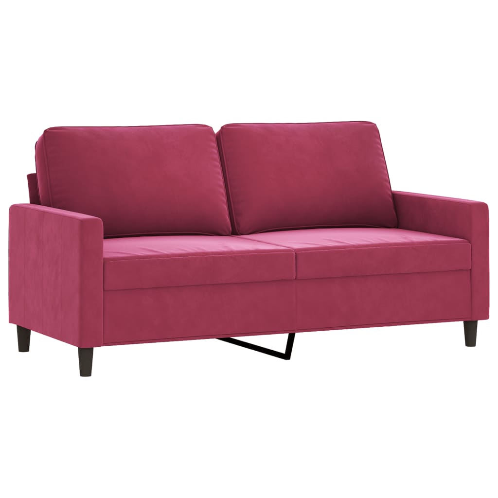 2 Piece Sofa Set with Cushions Burgundy Velvet