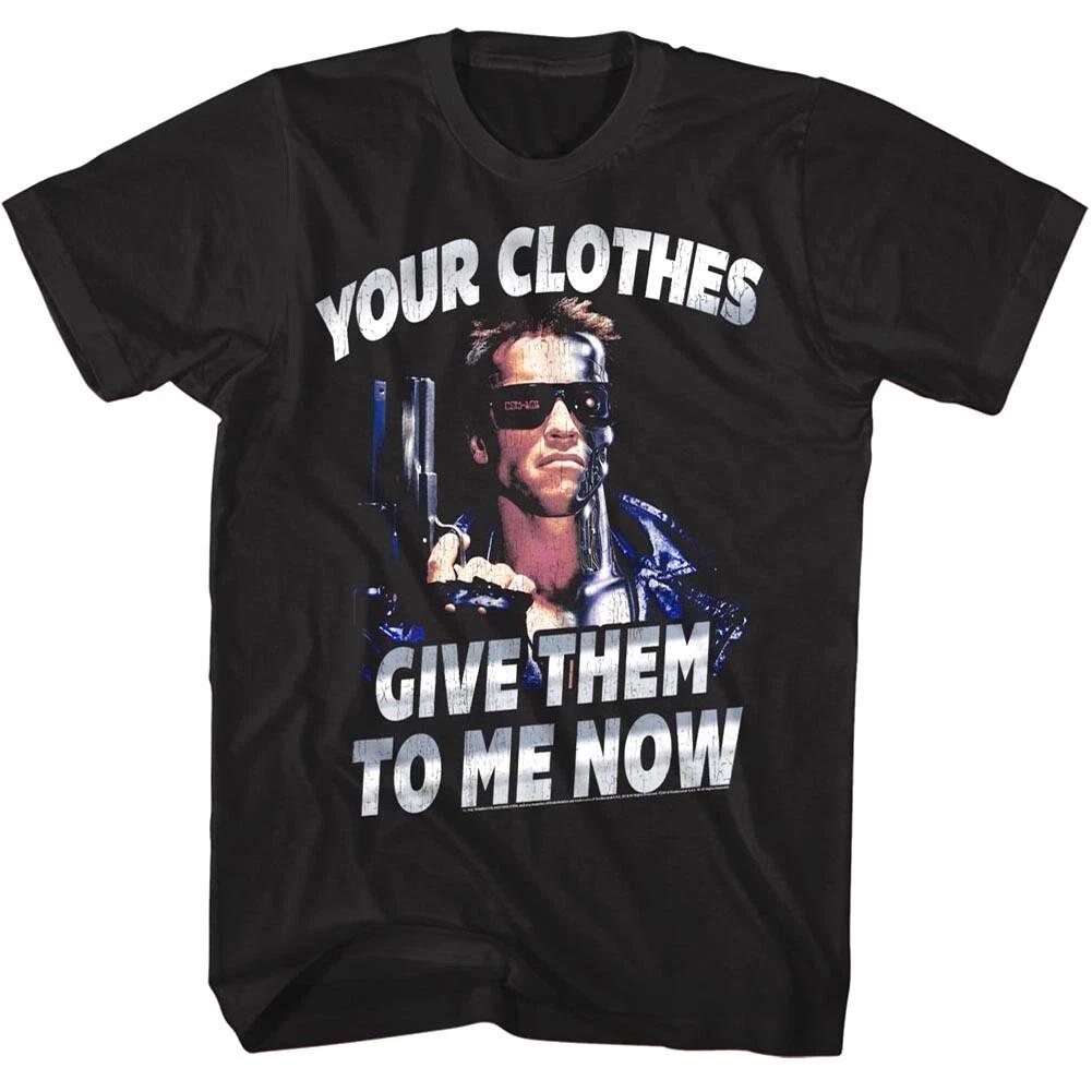 

Terminator Give me your Clothes Men s T Shirt Arnold Schwarzenegger Movie Poster M