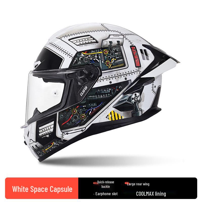 GSB Unisex Full-Face Motorcycle Helmet with Tail Wing - Large 361GT Cool Design