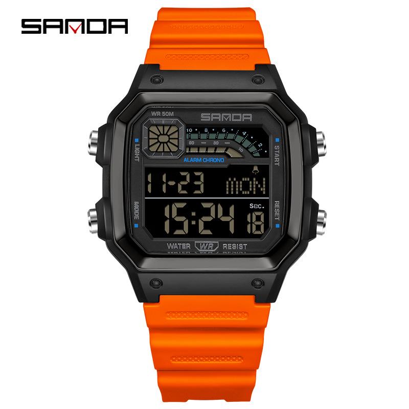 

SANDA Многофункциональные водонепроницаемые светящиеся спортивные часы для мужчин и женщин - Легкий квадратный дизайн для студентов