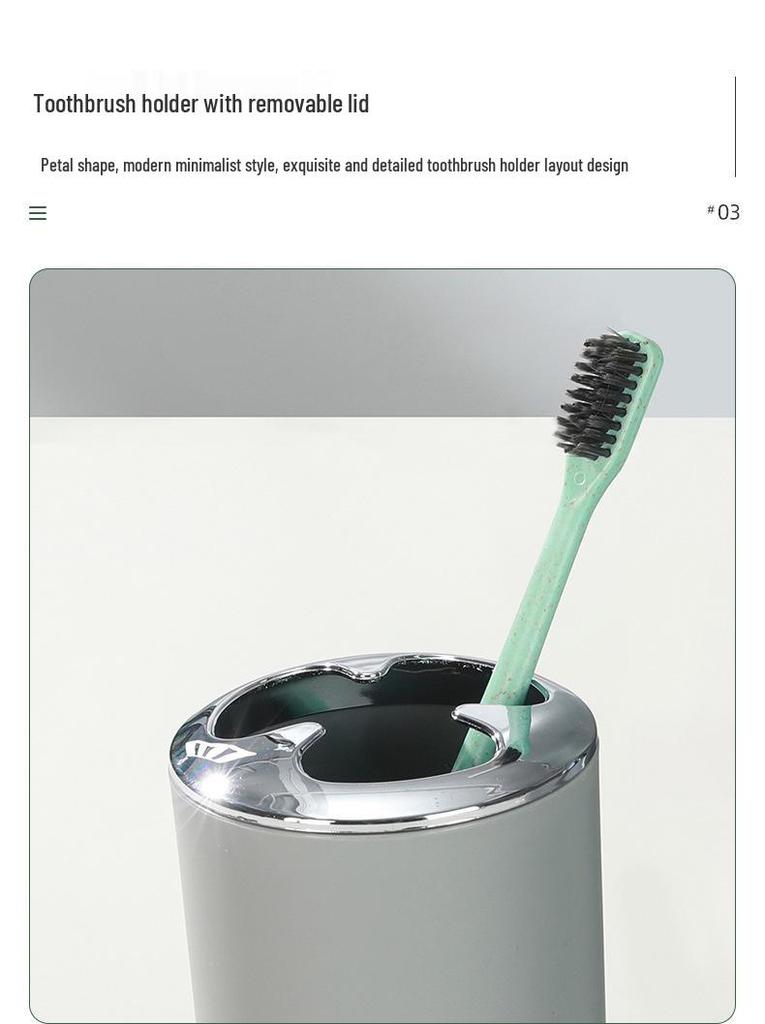 Bathroom Essentials: 6-Piece Set with Toothbrush Holder, Soap Dish, Toilet Brush, and Trash Can