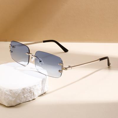 Nouveaux Lunettes de Soleil Rectangulaires Sans Monture Hommes Mode Vintage Dégradé Multi Lunettes de Soleil Femmes Nouvelle Marque Tendance Design Lunettes UV400