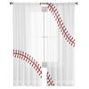 Baseball Sports Red White Window Treatment Tulle Modern Sheer Curtains for Kitchen Living Room the Bedroom Curtains Decoration