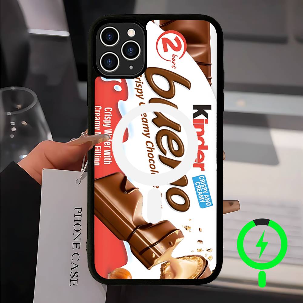 Cute Kinder Surprise Eggs Logo For Magsafe Magnetic Phone Case Wireless PC+TPU For IPhone 11 12 13 14 15 16 17 Pro Max Plus