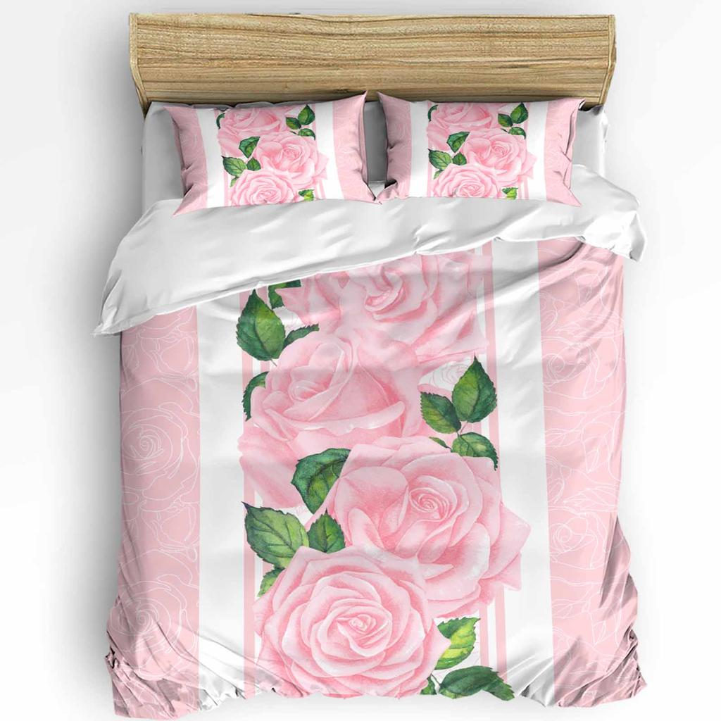 Rosa Blume Rose Vintage Bettbezug mit Kissenbezug Kundenspezifisches 3-teiliges Bettwäscheset Bettbezug Doppelbett Heimtextil
