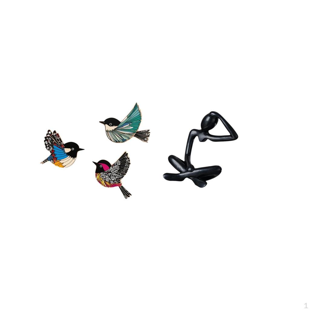 Wooden Bird Wall Art And Thinker Abstract Statue Decorative Figurine Collection for Garden Study