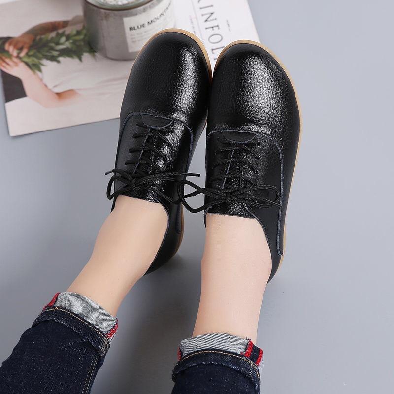 Women's Shoes for Autumn Large Size Students' Shoes for Women Korean Style Students' Genuine Leather White Shoes for Women Flat Casual Shoes