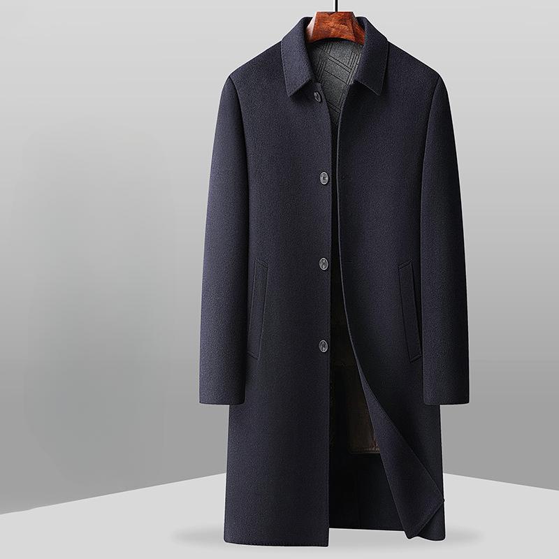 Men's Woolen Coat Autumn and Winter Long Middle-aged and Young People Business Take-off Down Liner Double-sided Woolen Trench Coat