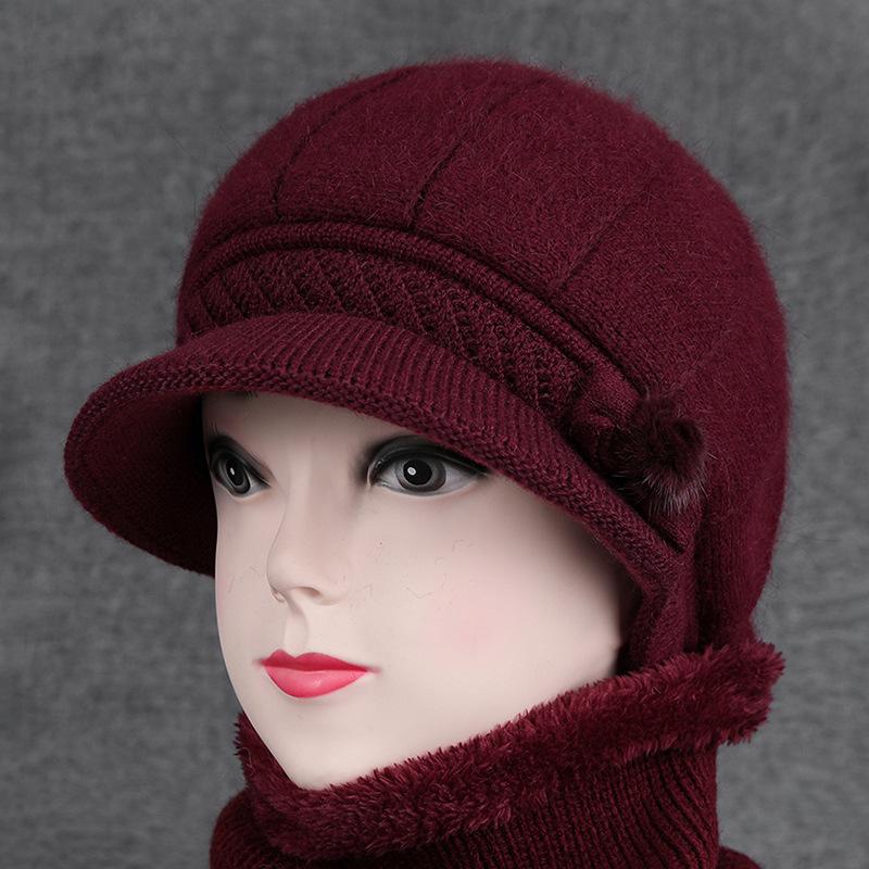 Hat Female God Mother Knitted Wool Hat Grandma Piled Thick Warm Elderly Cold Cotton Hat